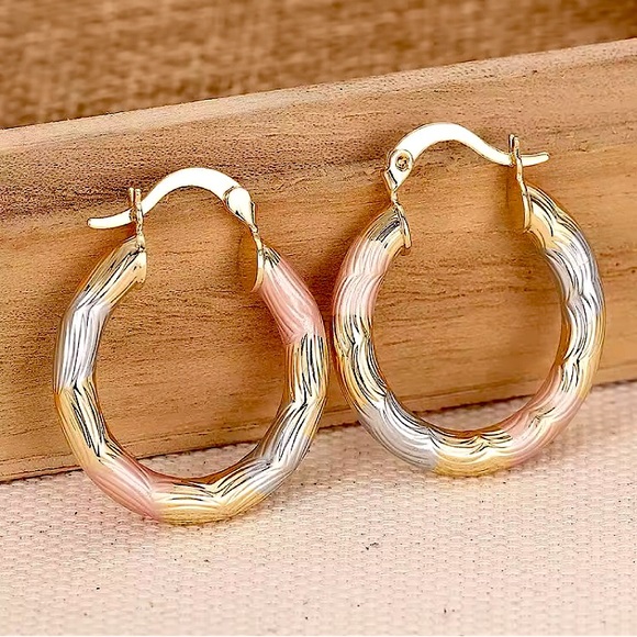 New 14k Gold Foil Small Hoop Earrings - Picture 2 of 5